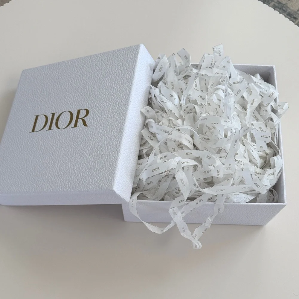 Dior White Gift Box with Gold Logo and Branded Ribbon Fill